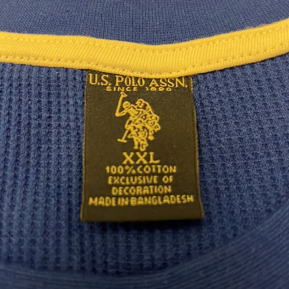 U.S. Polo Assn. Long Sleeve Waffle Knit Shirt, Mens XXL, Royal Blue - Picture 2 of 2